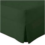 POSHLIVING King Dark Green Valance Pleated Fitted Bed Sheet Polycotton Percale Over The Mattress Plain Bedding Linen 10" Box Extra Deep Sheet Hotel Quality (King)