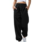 Jeqckloves Casual Women Lounge Pants Loose Drawstring Jogger Sweatpants Ladies Gym Sports Tracksuit Trousers (Black,S)