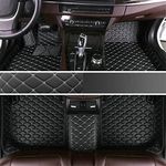 Custom Personalized Car Floor Mats - Black Beige Luxury Full Coverage All Weather Cars Mats, Anti-Slip Leather Car Mat Set, Custom Floor Mats Fit for 99% of Cars, SUVs & Trucks (Diamond)