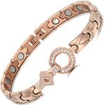 RainSo Elegant Womens Titanium Steel Magnetic Bracelets Adjustable (Rose Gold)