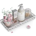 EKNITEY Vanity Tray for Bathroom Counter - Small Rectangle Decorative Tray 11 Inch Batroom Countertop Tray Organizer for Perfume Makeup Cosmetic Jewelry (White)