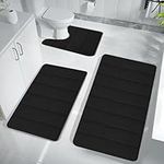 FRJINIE Memory Foam Bathroom Rug Set, Bathroom Mat Set for 3 Pcs, Toilet Mats, Soft Comfortable, Water Absorption, Non-Slip, Thick, Machine Washable Carpets Set, Easier to Dry Warehouse Clearance (B)