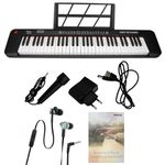 Henrix KB-601 Portable 61 Key Keyboard with Adapter, Microphone, E-Book and Vault Buds In-Ear Wired Headphone