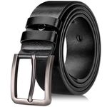 maikun Mens Belt,Leather Belts for Men,Black Belt Dress Belts for Men Length95cm