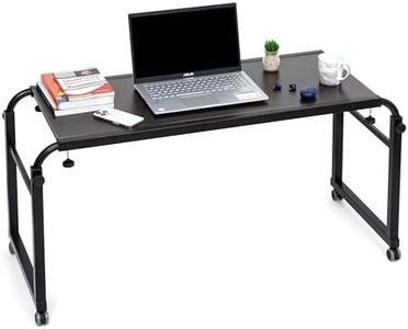Livzing Height & Width Adjustable Multipurpose Table Trolley, Metal Overbed Table with Wheels for Hospital-Home-Laptop-Patients-Reading-Eating-Bedridden-Elderly-Bedroom, Engineered Wood Desk -Black