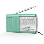 XHDATA D219 Portable Radio Retro FM AM SW Radio Battery Operated for Household Outdoor Camping Hiking Pocket Radio Green