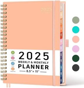 RETTACY 2025 Planner, Weekly and Monthly Planner, Jan 2025 - Dec 2025, 8.5" × 11", Large Size, 2025 Calendar, 12-Monthly Tabs, Flexible Plastic Cover, Spiral Bound, 100 GSM Thick Paper (Apricot)