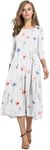 HOTOUCH Floral Beach Dress for Women Casual Printed Summer Dress with 3/4 Sleeve Floral Midi Sundress White Floral, XXL