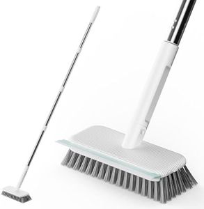 Floor Scrubber, Stainless Steel Wire Scrub Brush with Long Handle, Sturdy, Durable, and Corrosion-Resistant, Outdoor Surface Cleaning for Concrete Patios, Deck, Garden, Garage