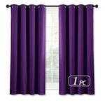 NICETOWN Thermal Insulated Blackout Panel - Textured Grommet Top Window Curtain Drape for Living Room (1 Panel, 52 x 54-Inch, Royal Purple)