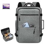 NUBILY Travel Backpack for Men Women 17.3 Inch Laptop Backpack Waterproof Carry On Backpack Flight Approved Backpacks for School Work Causal Large Computer Backpack Book Bag Luggage Backpack Grey