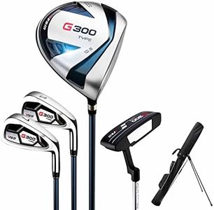 PGM Men's Golf Club Set - 4 Pieces - Titanium Clubhead #1 Driver(10.5°), #7 Iron(30°), Sand Wedge(55°), Putter - with Golf Stand Bag- Graphite Shaft