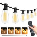 litogo 60FT String Lights Outdoor with Remote, Waterproof Patio Lights Dimmable with Timer, Shatteproof Edison Bulb String Lights for Pergola Yard Gazebo Bistro Cafe Party Wedding