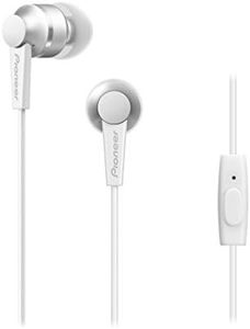 Pioneer SE-C3T(W) in-Ear Headphones (Aluminium Body, Control Panel, Microphone, Silicone earplugs, Light-Compact-Convenient, Industrial Design, for iPhone, Android Smartphones), Alpine White