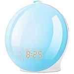 Alarm Clock Wake Up Light with Sunrise/Sunset Simulation Dual Alarms and Snooze Function, 7 Colors Atmosphere Lamp, 7 Natural Sounds and FM Radio, Built-in Phone Charging Port [Energy Class G]