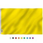 ANLEY Fly Breeze 3x5 Foot Solid Yellow Flag - Vivid Color and UV Fade Resistant - Canvas Header and Double Stitched - Plain Yellow Flags Polyester with Brass Grommets 3 X 5 Ft