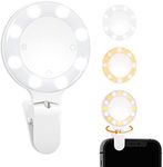 Selfie Ring Light with Touch Sensor, Rechargeable Clip on Ring Selfie Light for Phone, Camera, I pad, Makeup, 360° Rotation, 3-Level Light Color, Ideal for Mother's Day Birthday Girl Women Men