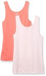 Amazon Essentials Women's Slim-fit Tank, Pack of 2, Coral Pink/Pink, M