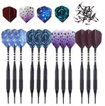 SHOT TAKER CO. EST. 2017 Professional Soft Tip Darts 12 PC | 12 Brass Barrels | 50 Extra Black 2BA Tips| 12 Aluminum Shafts | 16 Flights Standard Shape | Multi Tool | Carry Bottle(19g Black Barrel)