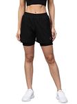 CHKOKKO Double Layered Sports Gym Workout Running Shorts for Women Maroon L