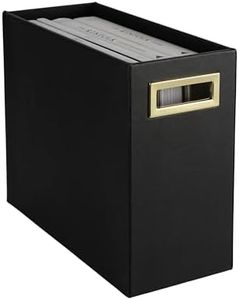 BLU MONACO | Black Leather Magazine Basket with Gold Handles | Floor Magazine Rack & Newspaper Stand | Modern Bathroom and Home Storage Organizer