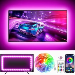 GIPOYENT TV Light Strip, Music Sync LED TV Backlights, for 32-50 Inch TV, LED TV Light with Bluetooth Function - RGB Color Changing Light Strip for Home Theater (9.8ft)