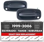 T1A Left and Right Pair of Black Exterior Door Handles for 1999-2007 Chevy Silverado and GMC Sierra, Fits Avalanche Escalade, Yukon XL, Yukon, Tahoe, Suburban, Denali T1A 15034985/15034986