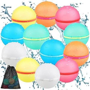 Reusable Water Balloons Refillable Water Bomb, Soft Silicone Water Balls with Mesh Bag, Quick Fill & Self-Sealing Splash Bombs for Water Fight Games, Outdoor Water Toys for Kids Adults (12pcs)