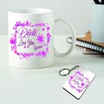 PICRAZEE “Didi Love You Forever” Gift for Sister on Her Birthday (1 pc Ceramic Coffee Mug with Wooden Key Ring) (Didi Love You Forever)