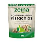 Zeina Roasted Unsalted Pistachio Nuts (1Kg) - Delicately Roasted Delicious Pistachios with No Added Salt - Vegan Approved Nutritious Nuts Snack