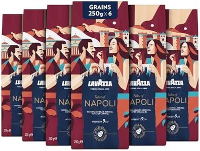 Lavazza, Tales of Napoli, Café en Grains, 1.5 kg, pour les Machines à Café Automatiques, Notes de Cacao et de Caramel, Arabica et Robusta, Intensité 9/10, Torréfaction Foncée, 6 x 250g