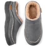 Zigzagger Men's Fuzzy Moccasin Slippers Indoor/Outdoor Fluffy House Shoes, Dark Grey, 10/11 UK