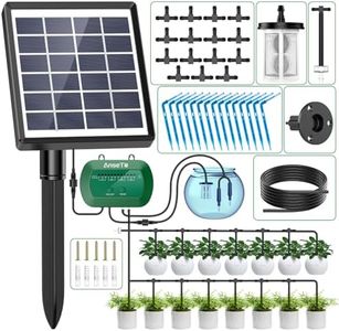 AnseTo Solar Automatic Watering Kit for Garden, Automatic Drip Watering System with 15 m Watering Hose, Automatic Watering Timer for Holidays, Balconies, Flower Pots, Plants