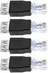 ECSiNG 4Pcs Ethernet to USB Adapter USB 2.0 Female to RJ45 Ethernet Adapter Connector USB Transfer Network Plug Adapter Accessories Black