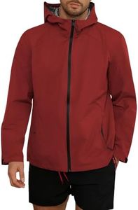 Yousify Mens Waterproof Shell Jacket Full Zip Hooded Raincoat Lightweight Windbreaker for Cycling Hiking Golf Outdoor