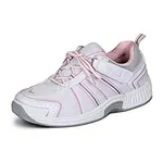 Orthofeet Women's Orthopedic White/Pink Tahoe Tie-Less Sneakers, Size 5