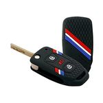 Keyzone® Striped Silicone Key Cover fit for Tata Zest, Bolt, Tiago, Zica, Tigor, Nexon, Safari Storme, Harrier, Hexa 3 Button flip Key (Black)