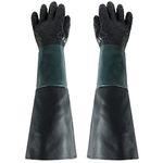 ATPEAM Rubber Sandblasting Sandblaster Gloves | 23.6" Heavy Duty Rubber Sandblaster Gloves for Abrasive Blasting be Used on Sandblast Cabinet Sand Blasting Gloves With Particle Palm