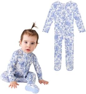 Posh Peanut Footie Pajamas for Baby Girls – Sleepers in Ultra-Soft Viscose from Bamboo with 2-Way Zipper & Ruffle Trim – Newborn to Toddler Sleepwear - Briar, Premie