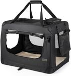 lionto Dog transport box foldable for travel & car, 70x52x50 cm, sturdy transport box with carrying handles & blanket for cats & dogs up to 15 kg, sturdy fabric dog box for small & large, black