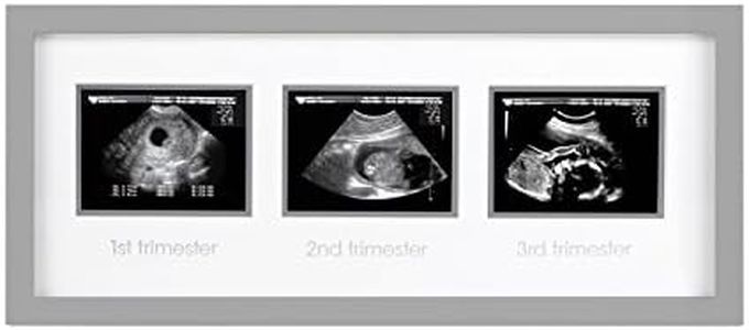 Pearhead Triple Sonogram Picture Frame, Pregnancy Keepsake Photo Frame, Gender-Neutral Baby Nursery Décor, Baby Accessory for New and Expecting Parents, Gray