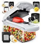 Vegetable Chopper Vegetable Cutter - Food Onion Salad Veggie Chopper with Container - French Fry Potato Dicer Slicer Cutter - Kitchen Tools & Gadgets (8-in-1 White)