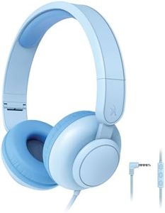 FINGERS HappyHertz Wired Headphones for Kids (85 dB Volume Limit Safe Sound, Super-Soft Cushions, Foldable Design, Tangle-Free Cable, Perfect for Music, Learning & Fun) - Cool Blue