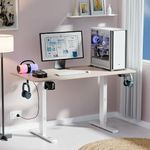 ARTIKEL Artidesk Eco Electric Height Adjustable Table for Office Work & Home-Sit Stand Gaming Desk 80kg Load, Cup Holder, 2 Hooks,Cable Organizer 2Split Tabletop (Light Oak, 120x60 CM)