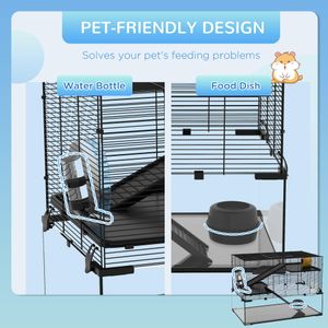 PawHut 3-Tier Glass Hamster Cage – Spacious Small Pet Habitat