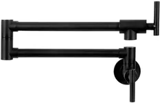 Strictly Sinks Wall Mounted Pot Filler Faucet - Double Joint Swing Arm Pot Filler Rotatable Kitchen Faucet - Stretchable, Retractable & Folding Spout Pot Filling Faucet (Black)