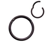 4youquality Surgical Steel Nose Ring Septum Clicker Hinge Segment Ear Helix Tragus Ring Hoop Nose Rings (Black, Size 1.0 * 8mm Medium)