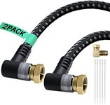 Adoreen Coaxial Cable 3 ft-2 Pack-Right Angle to Angle Quad Shielded 90 Degree RG6 Coax Cable Cord, Male F Gold-Plated Nylon-Braided,in-Wall,Digital TV Aerial AV with Male to Female Adapter+15 Ties