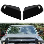 HECASA Mirror Covers Caps Kit Compatible with 2007-2022 Toyota Tundra Crewmax Sequoia Glossy Black