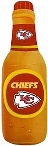 NFL KANSAS CITY CHIEFS BEER BOTTLE PLUSH DOG & CAT SQUEAK TOY - Cutest STADIUM SODA BOTTLE SNACK Plush Toy for DOGS & CATS with INNER SQUEAKER & Beautiful Football Team Name/Logo